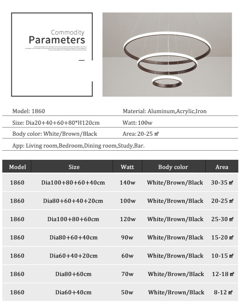 Creative Aluminum LED Pendant Light with Remote Control