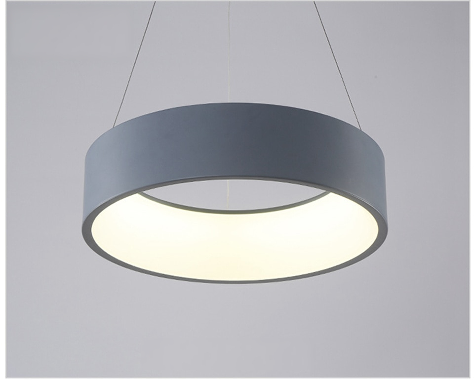 Round White Aluminum Pendant Light with Remote Control