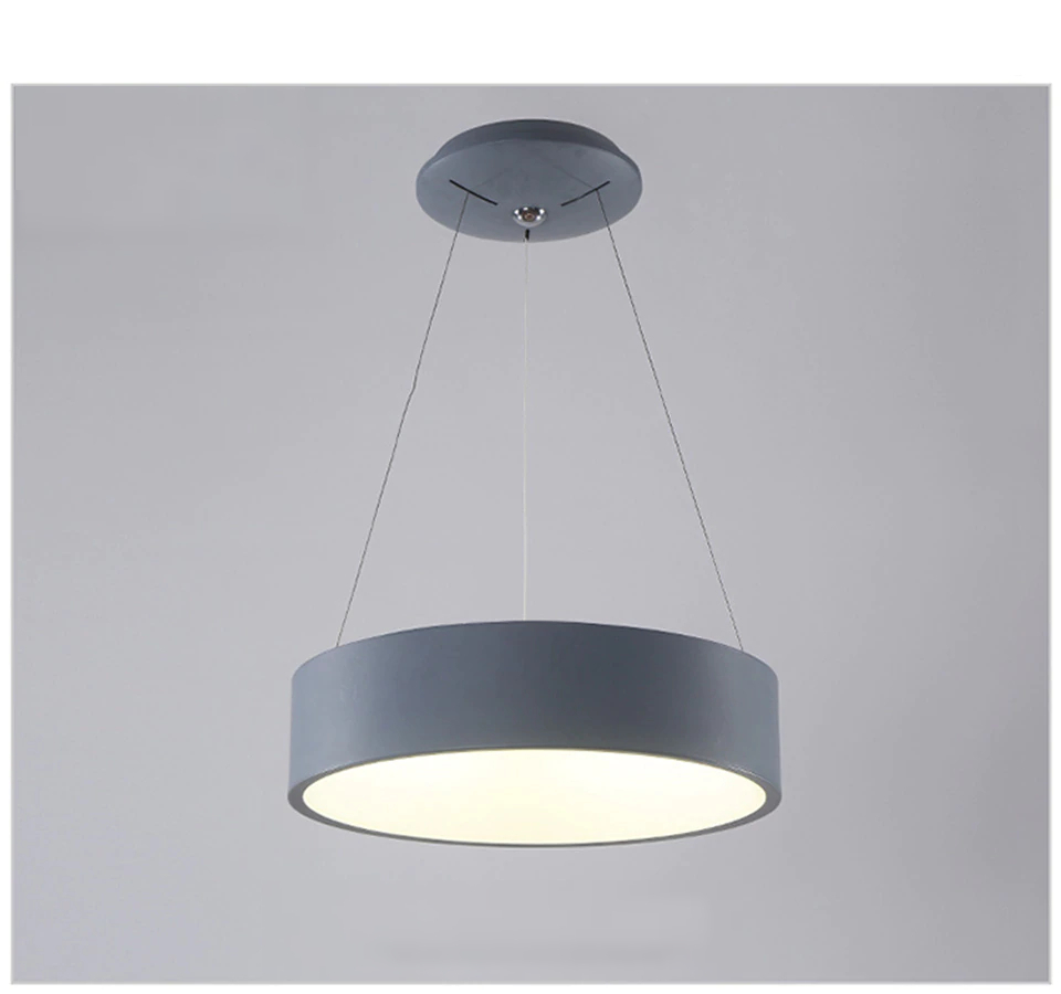 Round White Aluminum Pendant Light with Remote Control