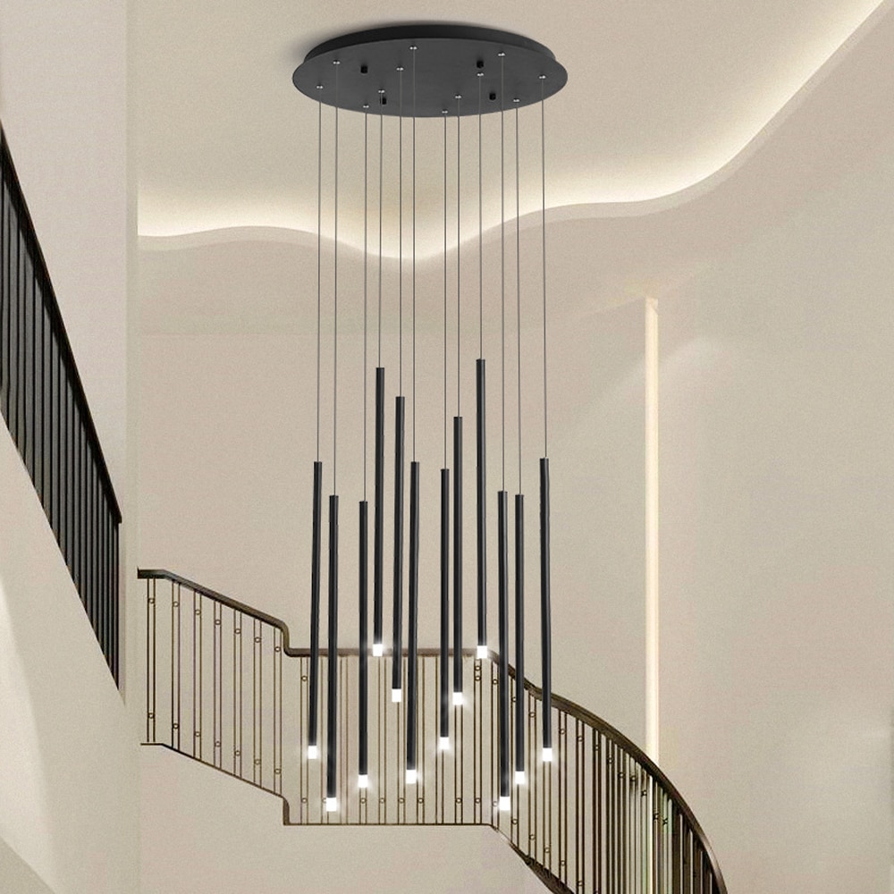 Modern LED Chandelier in Black and Gold