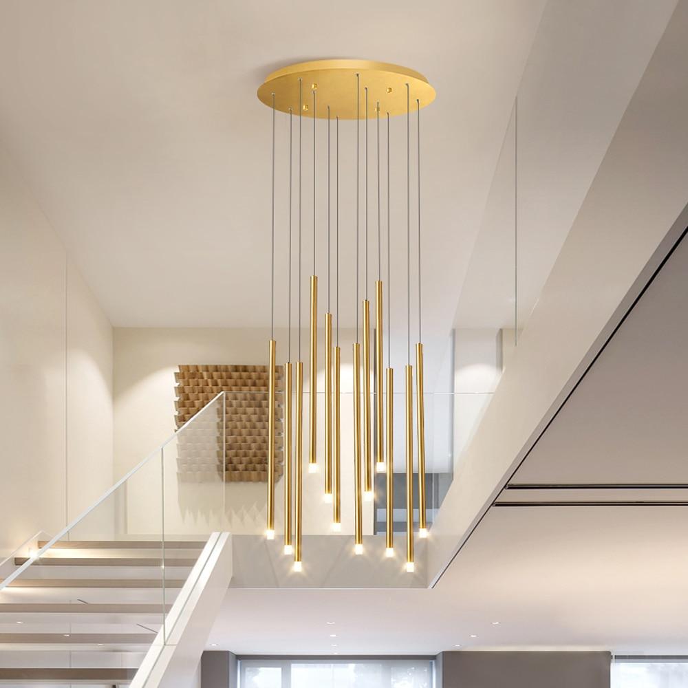 Modern LED Chandelier in Black and Gold