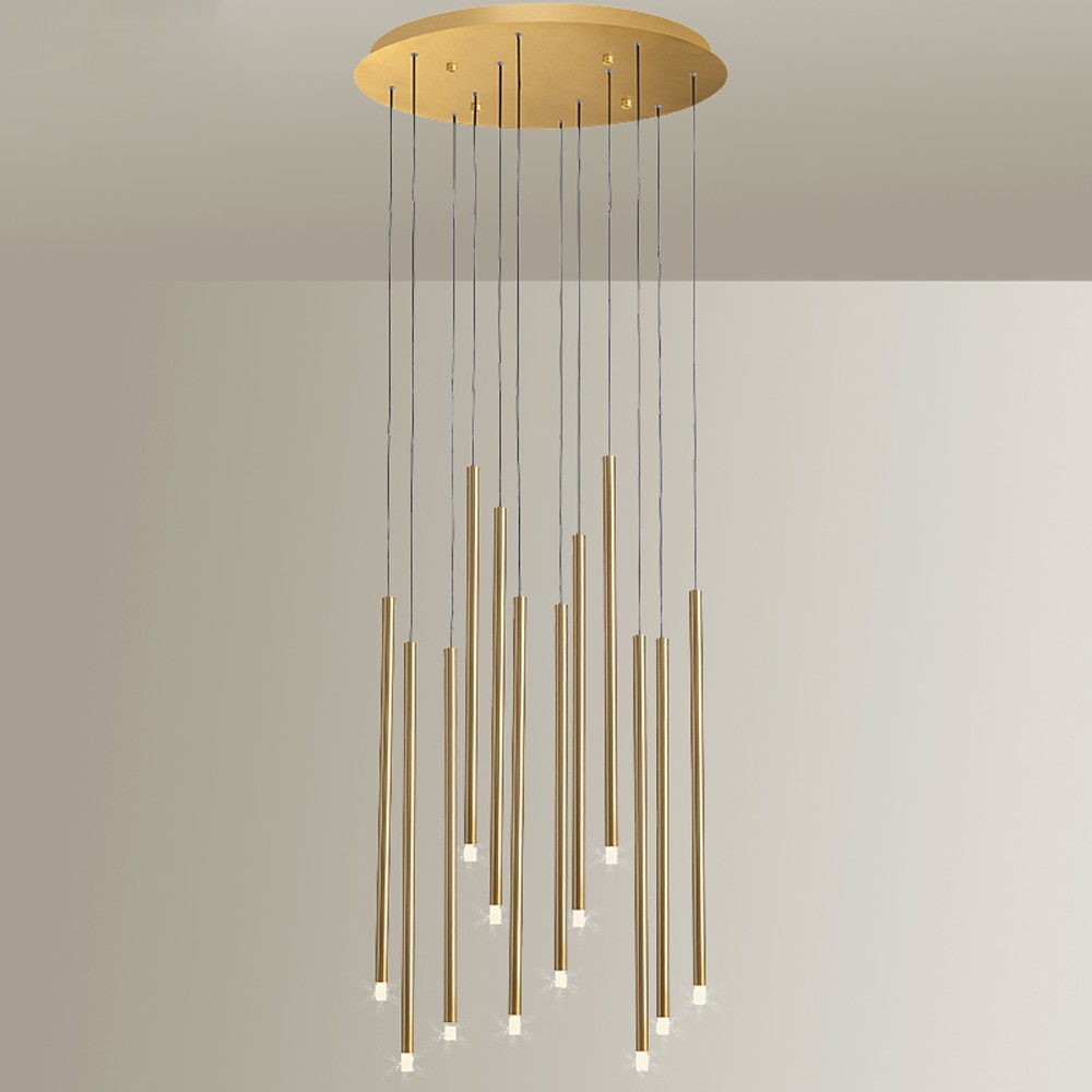 Modern LED Chandelier in Black and Gold