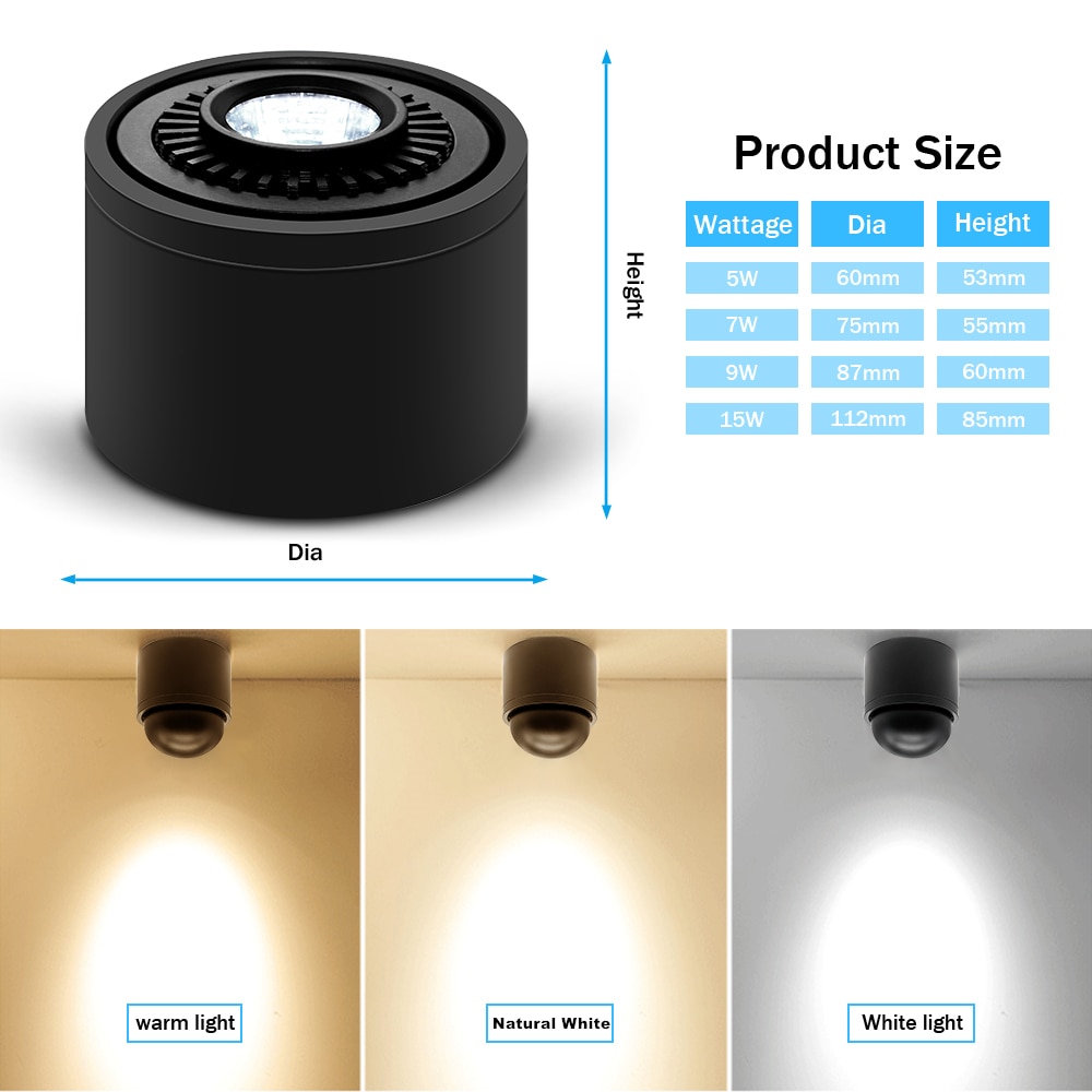 Round Aluminum Spotlight with LED Bulb