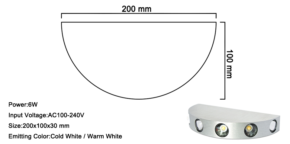 Modern Semi-Circle Silver LED Wall Light