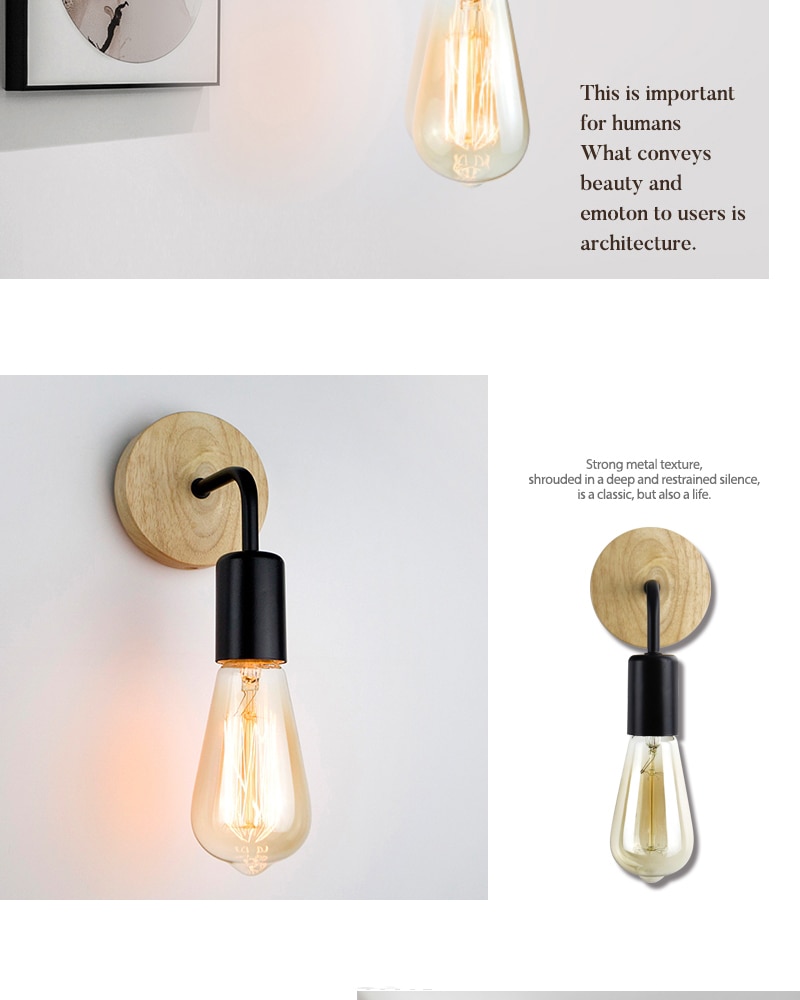 Industrial Style Wood Wall Light