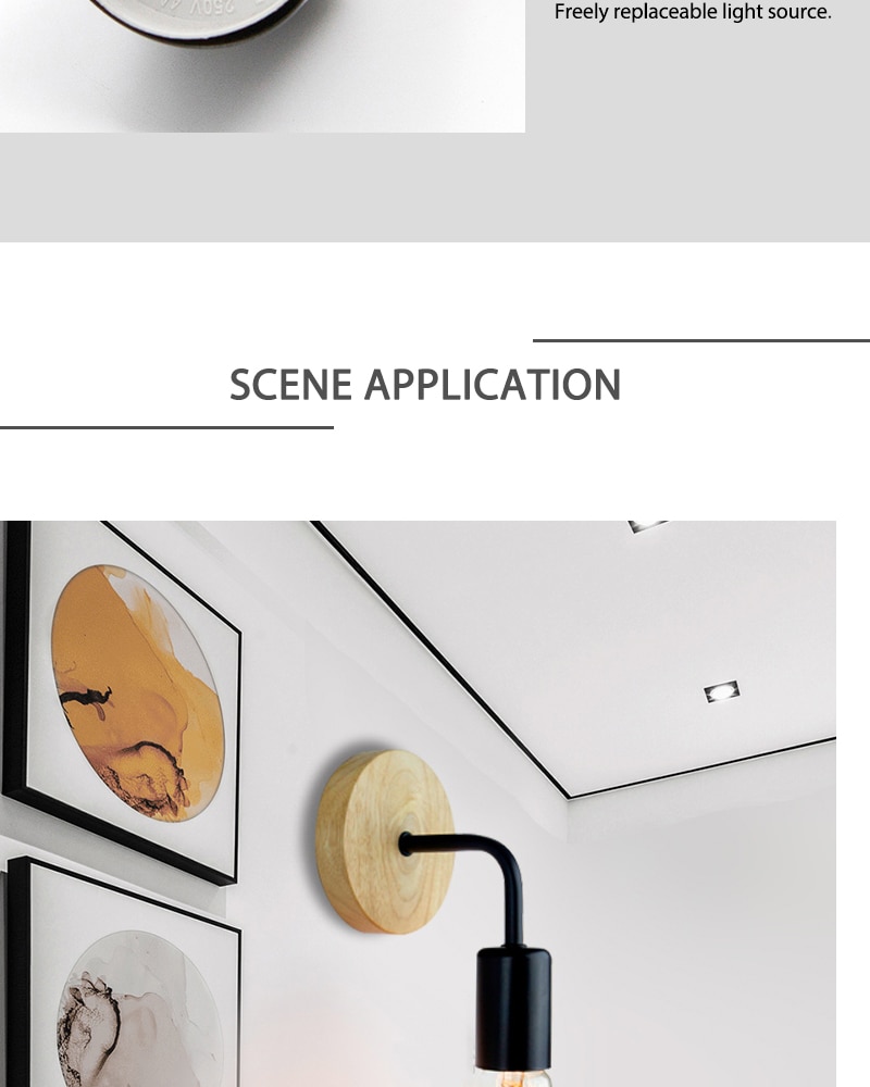 Industrial Style Wood Wall Light