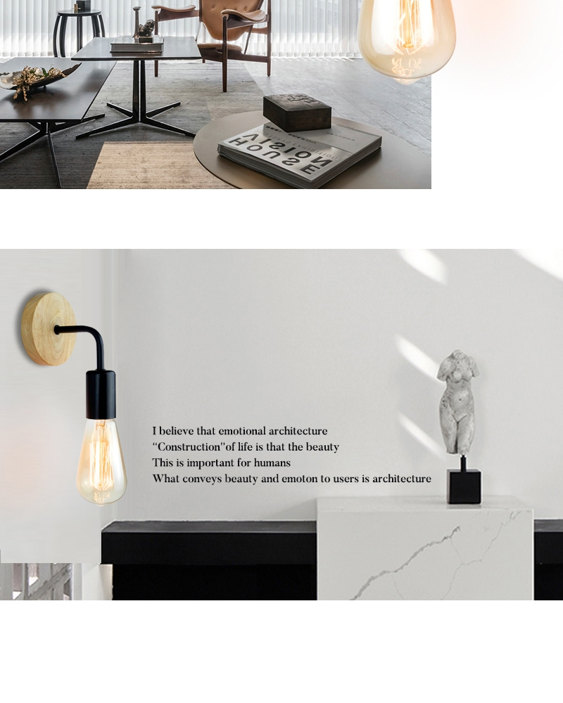 Industrial Style Wood Wall Light