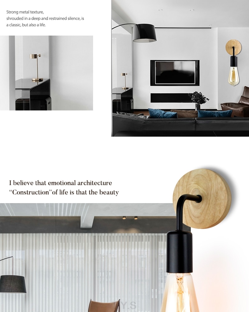 Industrial Style Wood Wall Light